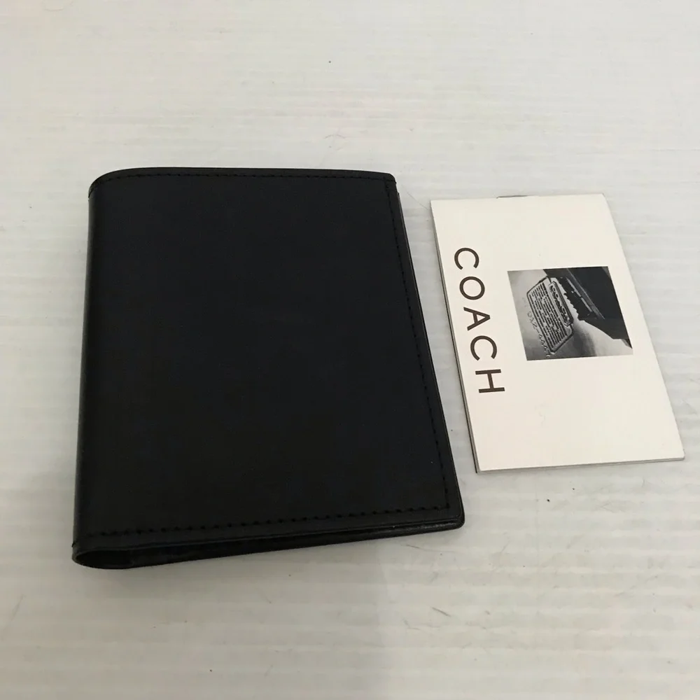 Coach Black Leather Trifold Card Wallet